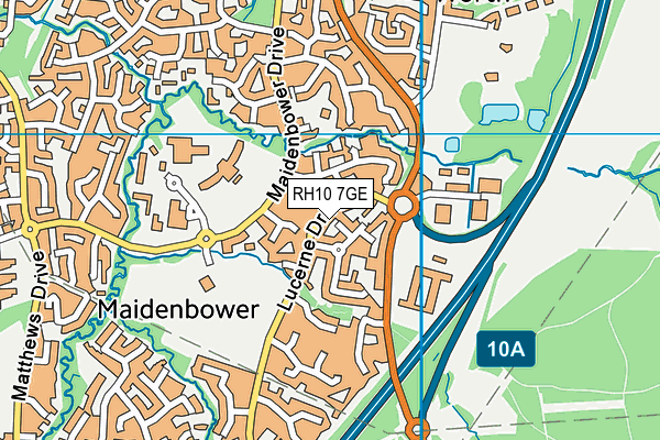 RH10 7GE map - OS VectorMap District (Ordnance Survey)