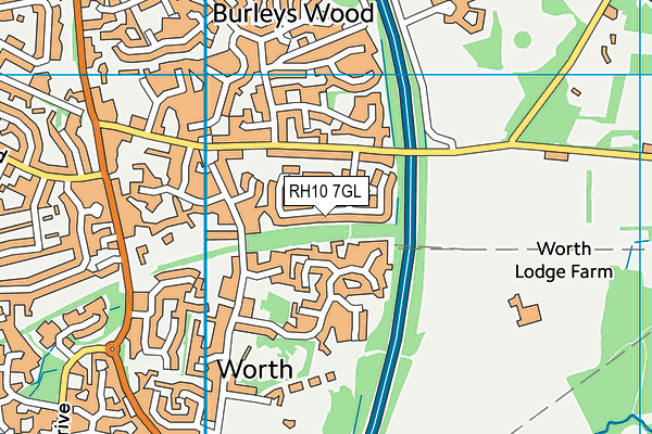 RH10 7GL map - OS VectorMap District (Ordnance Survey)