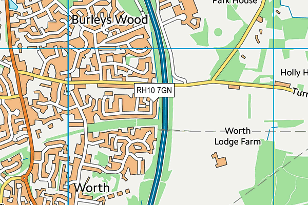 RH10 7GN map - OS VectorMap District (Ordnance Survey)