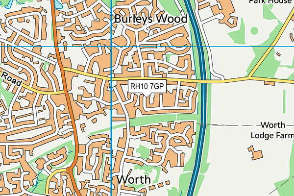 RH10 7GP map - OS VectorMap District (Ordnance Survey)