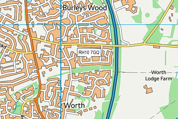 RH10 7GQ map - OS VectorMap District (Ordnance Survey)