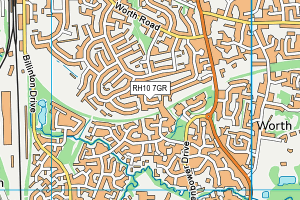 RH10 7GR map - OS VectorMap District (Ordnance Survey)