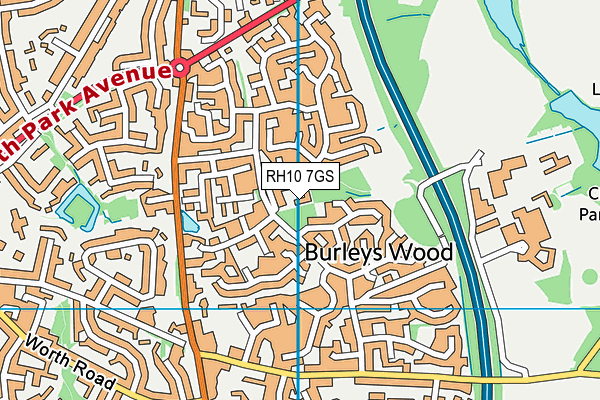 RH10 7GS map - OS VectorMap District (Ordnance Survey)