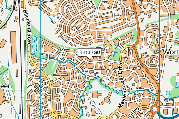 RH10 7GU map - OS VectorMap District (Ordnance Survey)