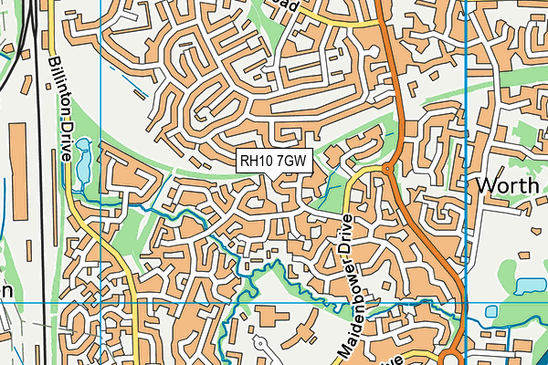 RH10 7GW map - OS VectorMap District (Ordnance Survey)