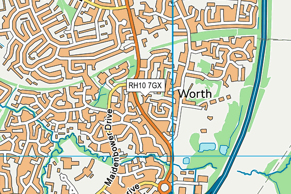 RH10 7GX map - OS VectorMap District (Ordnance Survey)