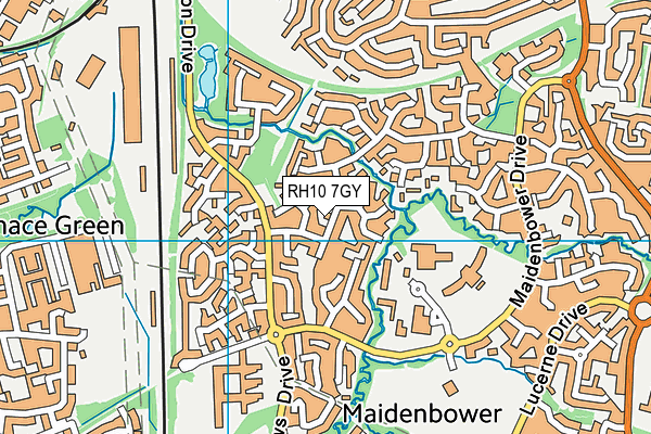 RH10 7GY map - OS VectorMap District (Ordnance Survey)