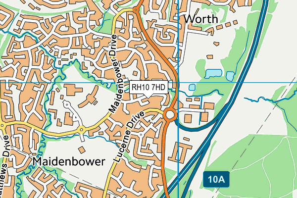 RH10 7HD map - OS VectorMap District (Ordnance Survey)