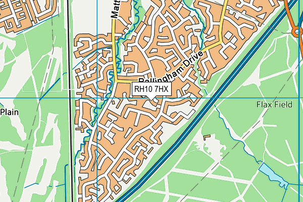 RH10 7HX map - OS VectorMap District (Ordnance Survey)