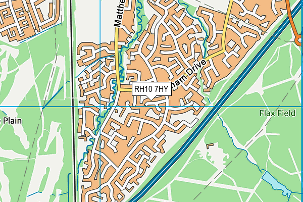 RH10 7HY map - OS VectorMap District (Ordnance Survey)