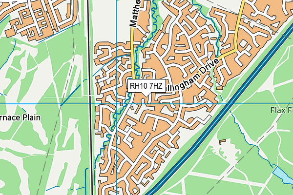 RH10 7HZ map - OS VectorMap District (Ordnance Survey)