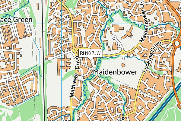 RH10 7JW map - OS VectorMap District (Ordnance Survey)