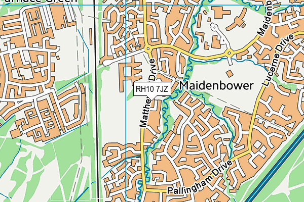 RH10 7JZ map - OS VectorMap District (Ordnance Survey)