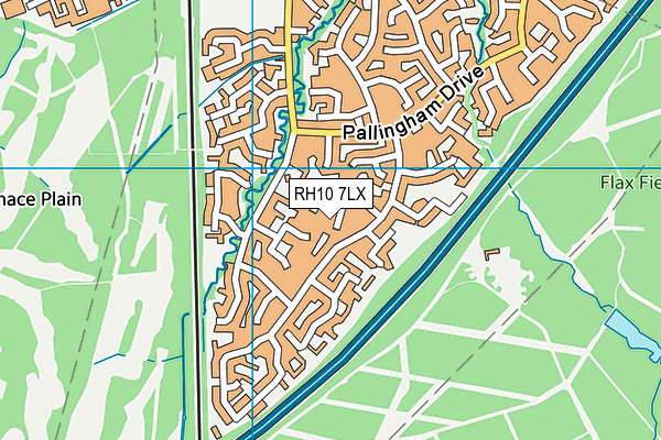 RH10 7LX map - OS VectorMap District (Ordnance Survey)