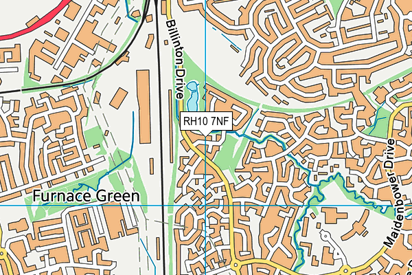 RH10 7NF map - OS VectorMap District (Ordnance Survey)