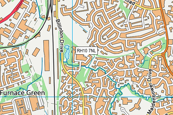 RH10 7NL map - OS VectorMap District (Ordnance Survey)