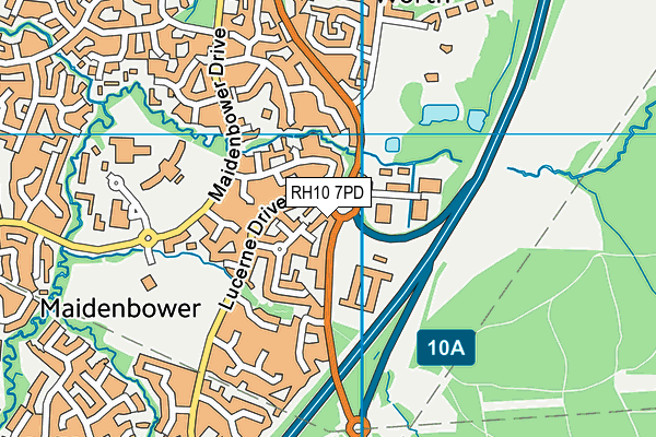 RH10 7PD map - OS VectorMap District (Ordnance Survey)