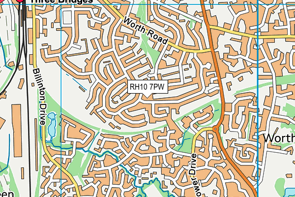 RH10 7PW map - OS VectorMap District (Ordnance Survey)