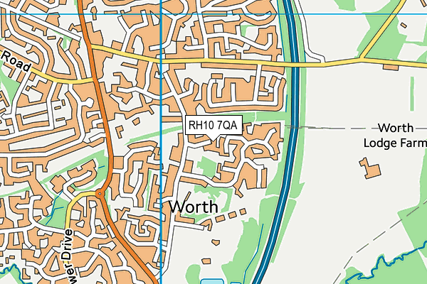 RH10 7QA map - OS VectorMap District (Ordnance Survey)