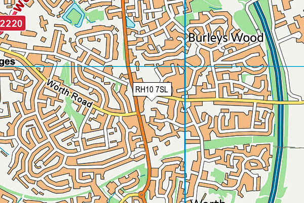 RH10 7SL map - OS VectorMap District (Ordnance Survey)