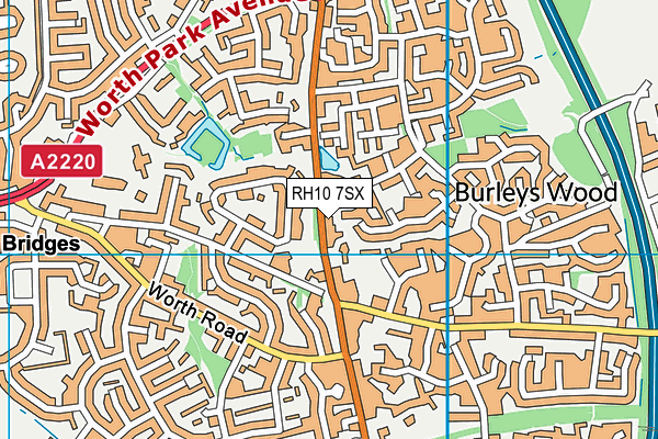 RH10 7SX map - OS VectorMap District (Ordnance Survey)