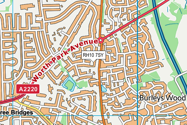 RH10 7SY map - OS VectorMap District (Ordnance Survey)