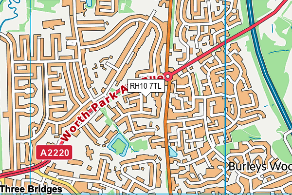 RH10 7TL map - OS VectorMap District (Ordnance Survey)