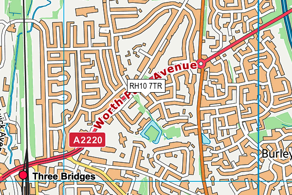 RH10 7TR map - OS VectorMap District (Ordnance Survey)