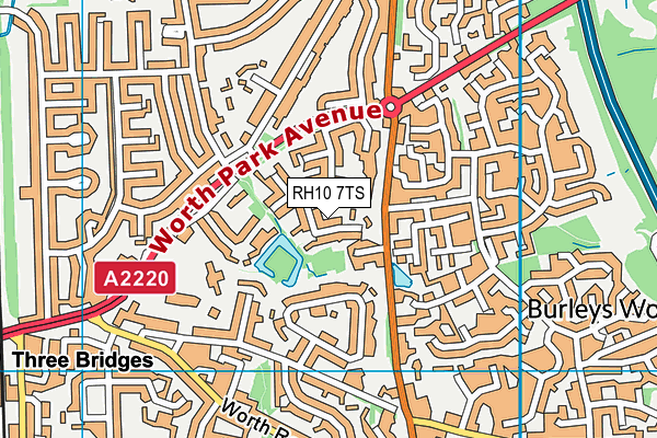 RH10 7TS map - OS VectorMap District (Ordnance Survey)