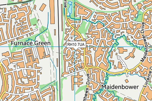 RH10 7UA map - OS VectorMap District (Ordnance Survey)