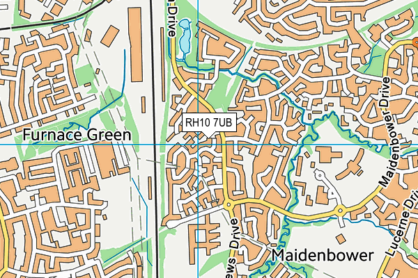 RH10 7UB map - OS VectorMap District (Ordnance Survey)