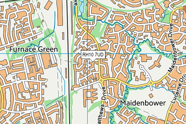 RH10 7UD map - OS VectorMap District (Ordnance Survey)