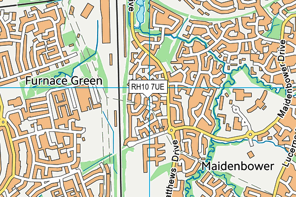RH10 7UE map - OS VectorMap District (Ordnance Survey)