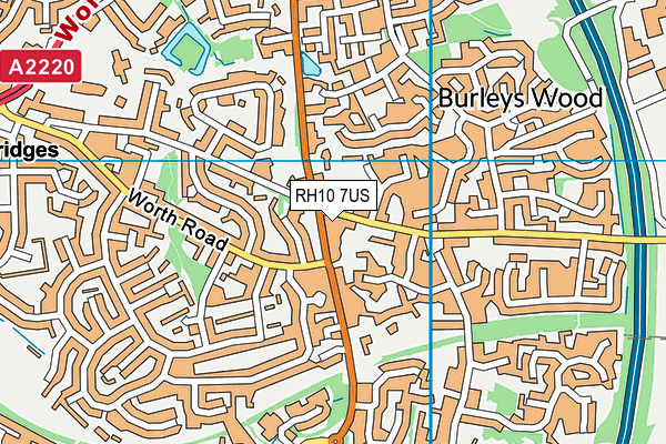 RH10 7US map - OS VectorMap District (Ordnance Survey)