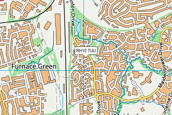 RH10 7UU map - OS VectorMap District (Ordnance Survey)