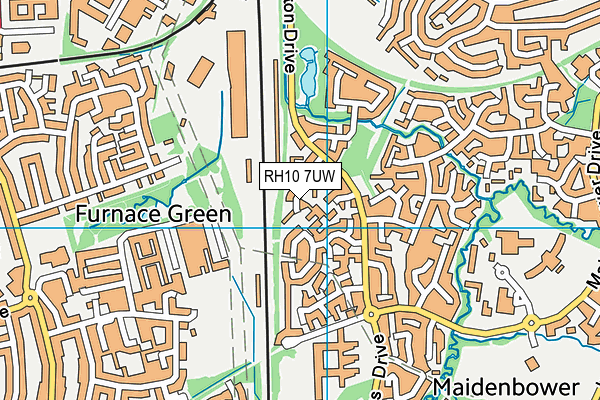 RH10 7UW map - OS VectorMap District (Ordnance Survey)