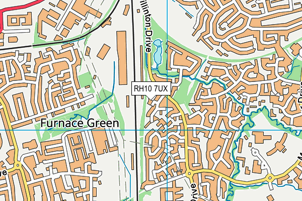 RH10 7UX map - OS VectorMap District (Ordnance Survey)