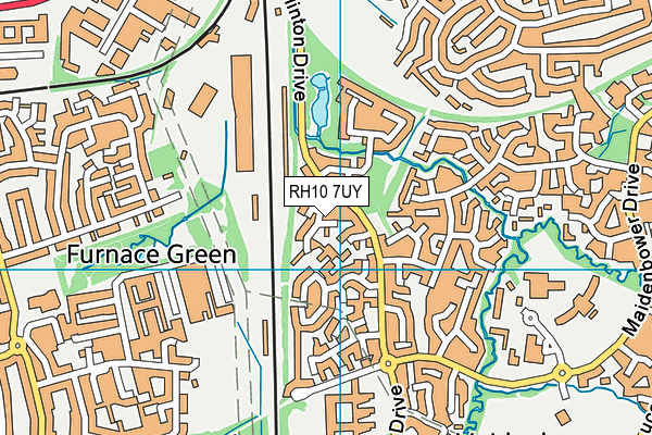 RH10 7UY map - OS VectorMap District (Ordnance Survey)