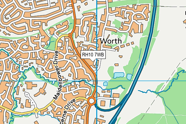 RH10 7WB map - OS VectorMap District (Ordnance Survey)