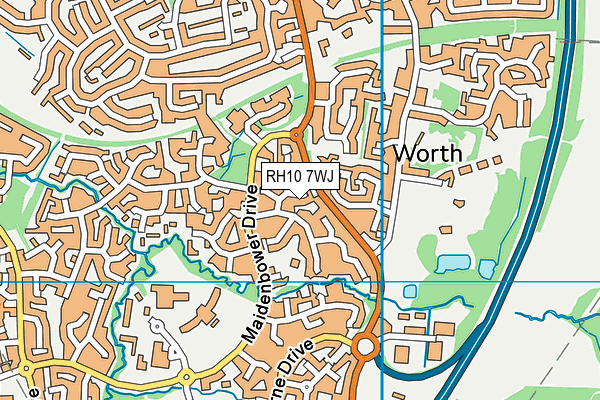 RH10 7WJ map - OS VectorMap District (Ordnance Survey)