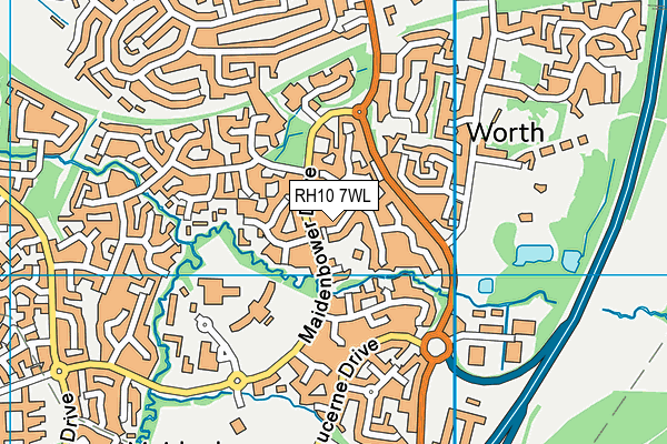 RH10 7WL map - OS VectorMap District (Ordnance Survey)