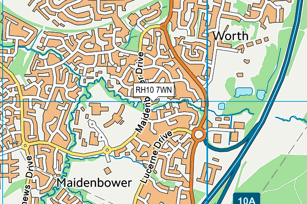 RH10 7WN map - OS VectorMap District (Ordnance Survey)