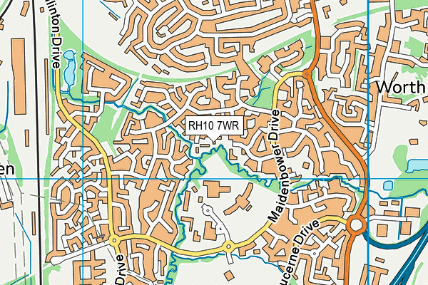 RH10 7WR map - OS VectorMap District (Ordnance Survey)