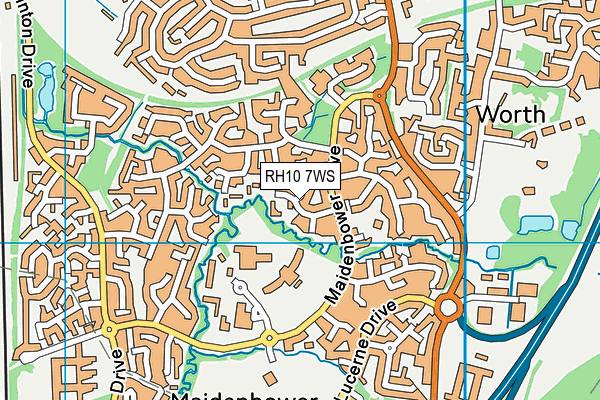 RH10 7WS map - OS VectorMap District (Ordnance Survey)