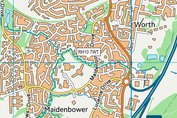 RH10 7WT map - OS VectorMap District (Ordnance Survey)