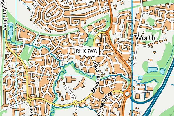 RH10 7WW map - OS VectorMap District (Ordnance Survey)