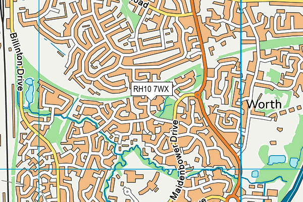 RH10 7WX map - OS VectorMap District (Ordnance Survey)