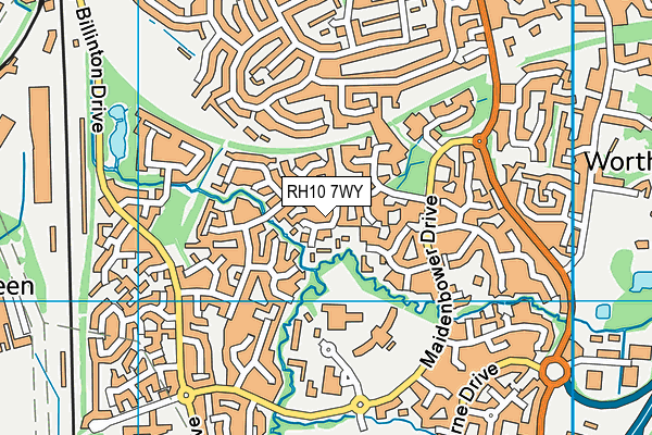RH10 7WY map - OS VectorMap District (Ordnance Survey)