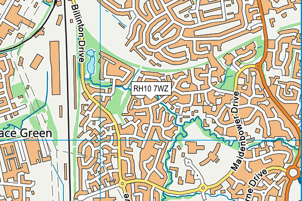 RH10 7WZ map - OS VectorMap District (Ordnance Survey)