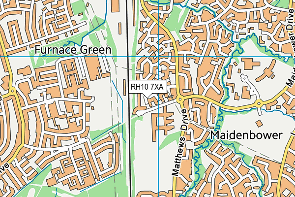 RH10 7XA map - OS VectorMap District (Ordnance Survey)